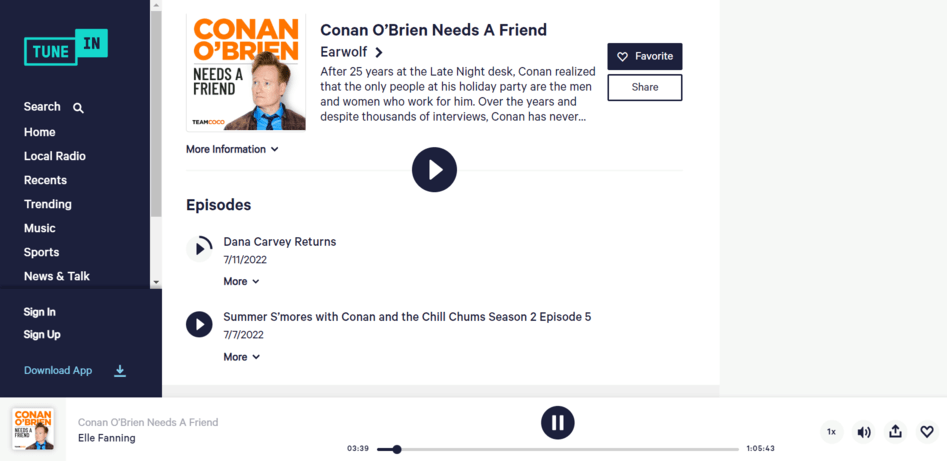 TuneIn app screenshot
