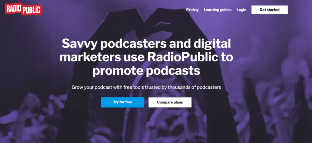 Screenshot from the RadioPublic homepage website