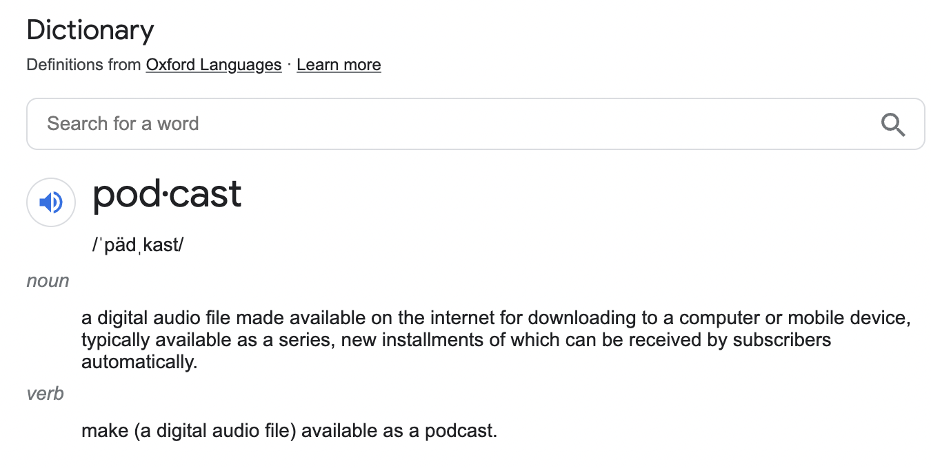 podcast definition from Oxford dictionary